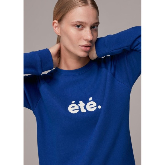 Whistles Tops - Whistles Ete Summer Crew Neck Pullover Sweatshirt Womens Size XS Blue Cotton